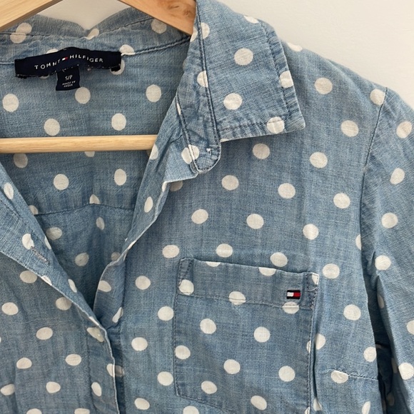 Denim polka dot button up - Picture 3 of 4